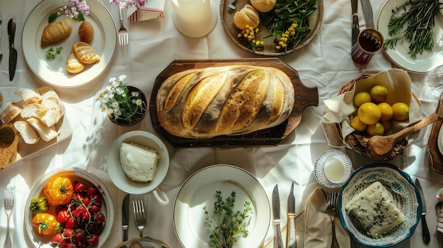 Приготовленные блюда на деревенском столе